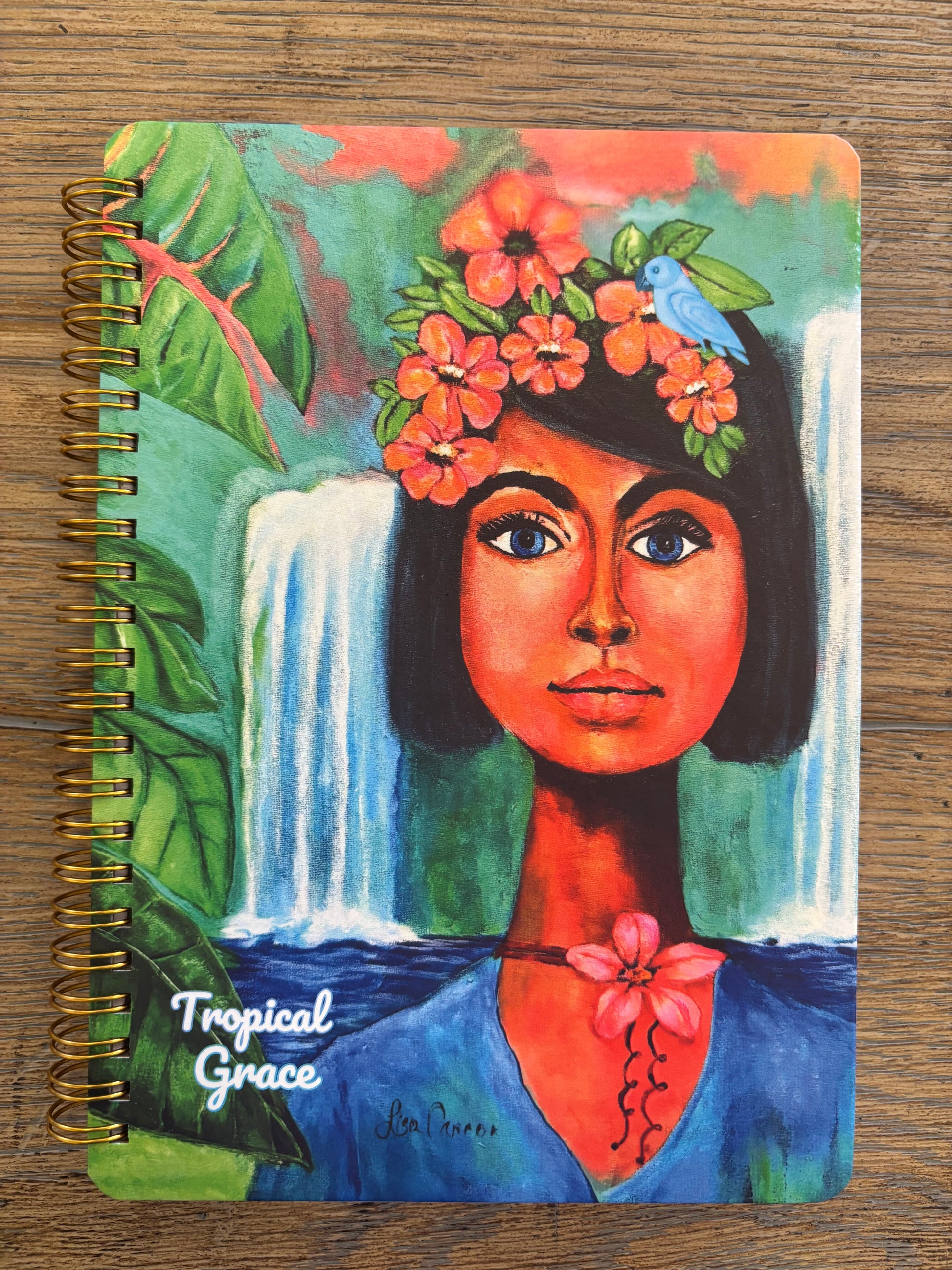 Journal of artistic large eyed women with flowers on her head