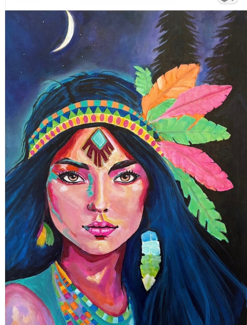 Colorful Canvas Print - Asha Female Portrait Wall Art