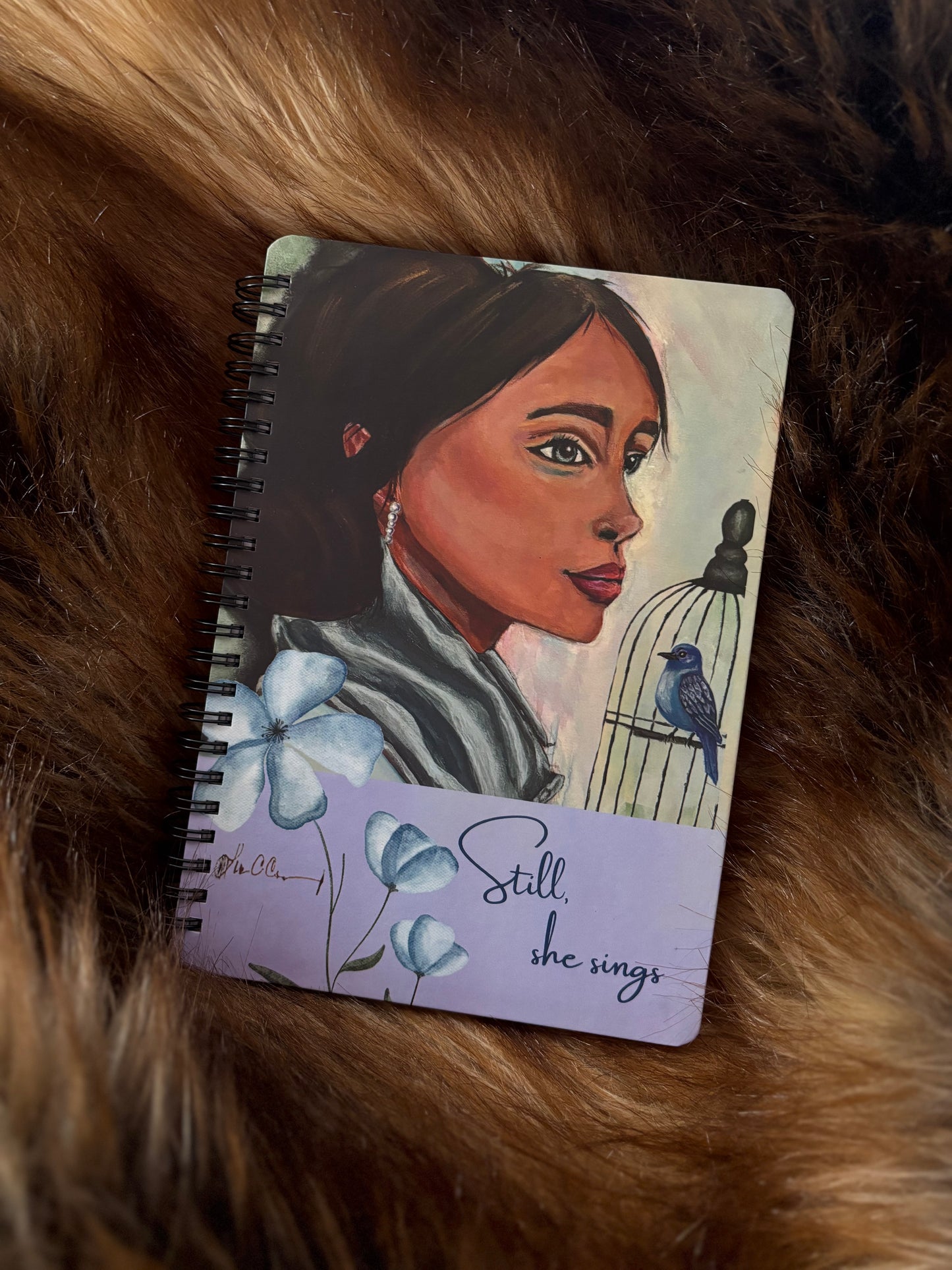 Women with bright eyes in blue and purple