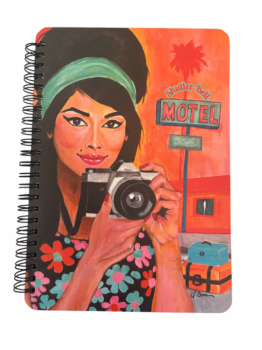 Lined Hardcover Retro Journal for Women - Photography Inspired Notebook Shutter Bell