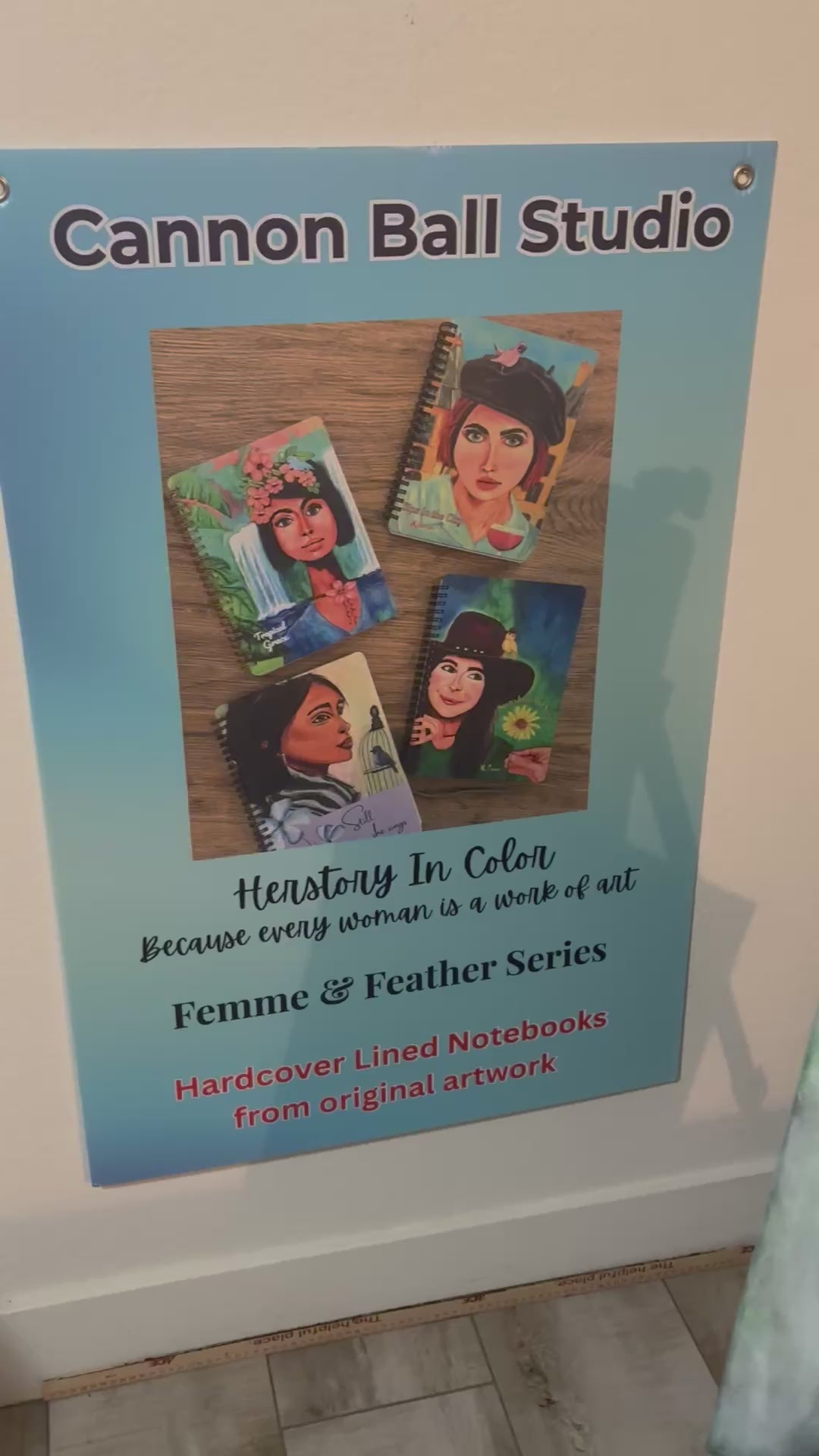 Video showing the original Tropical Grace painting with the matching art notebook placed above it; close-up look at the artwork and how it translates into the illustrated journal design.