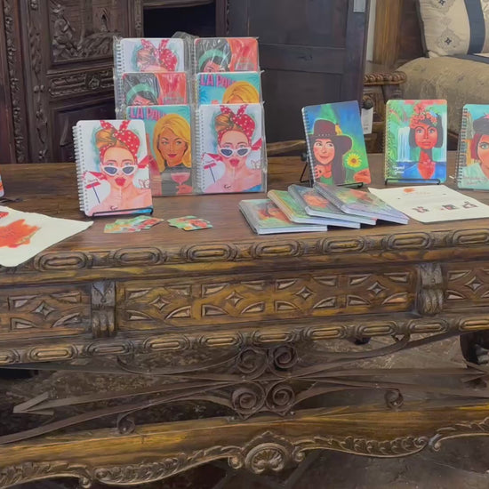 Video showcasing the full Cannonball Studio notebook collection, including Femmes & Feathers and 60s Charmers designs; colorful retro-inspired and feminine art journals for women.