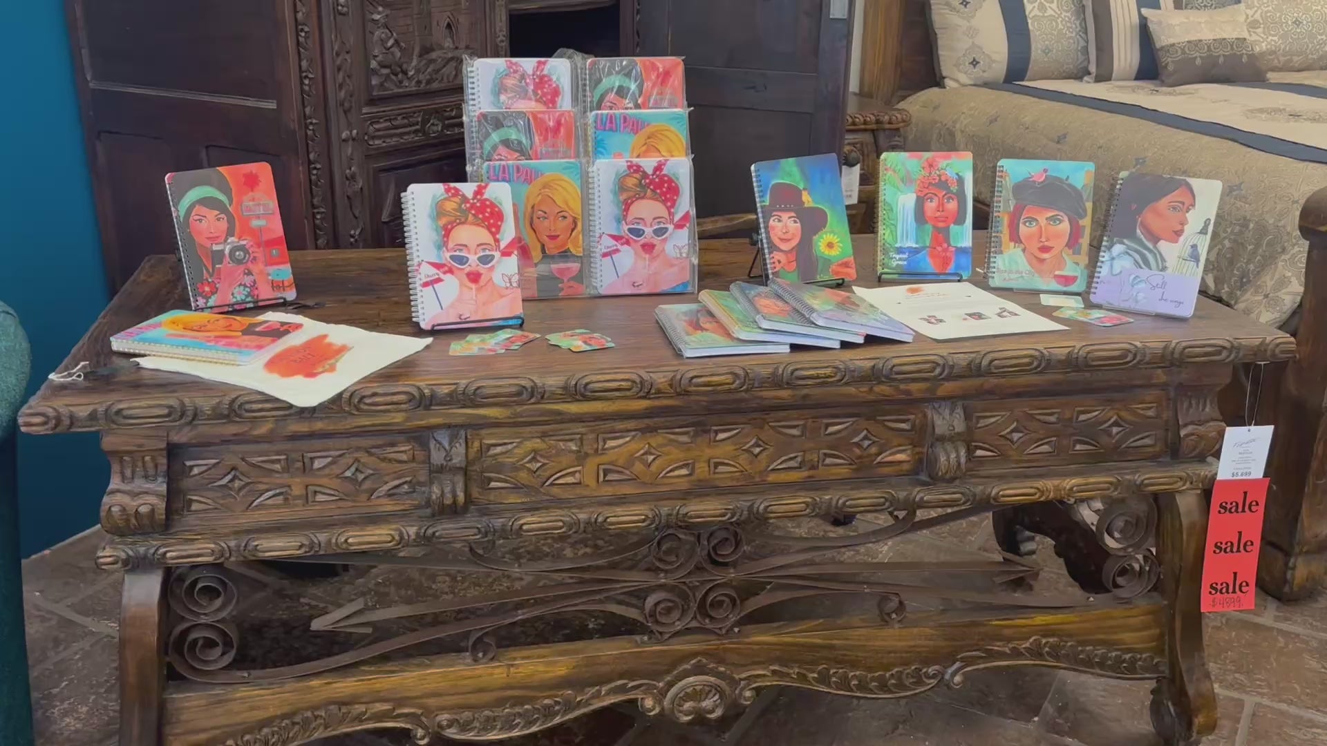 Video showcasing the full Cannonball Studio notebook collection, including Femmes & Feathers and 60s Charmers designs; colorful retro-inspired and feminine art journals for women.